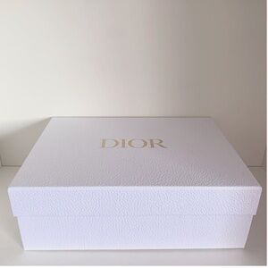 Large Dior Storage Box Pebbled White With Gold Logo Authentic NEW 12.5”x9”x4.5”